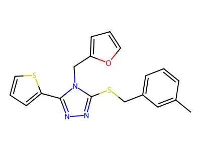 4-(2-Furylmethyl)-3-[(3-methylphenyl)methylthio]-5-(2-thienyl)-1,2,4-triazole structure
