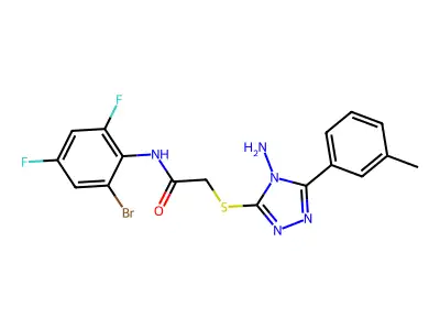 2-{[4-amino-5-(3-methylphenyl)-4H-1,2,4-triazol-3-yl]sulfanyl}-N-(2-bromo-4,6-difluorophenyl)acetamide structure
