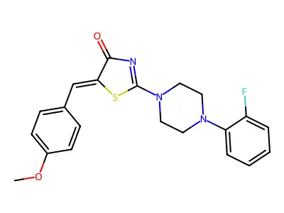 (5Z)-2-[4-(2-fluorophenyl)piperazin-1-yl]-5-(4-methoxybenzylidene)-1,3-thiazol-4(5H)-one structure