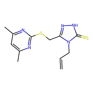 3-[(4,6-dimethylpyrimidin-2-ylthio)methyl]-4-prop-2-enyl-1,2,4-triazoline-5-th ione structure