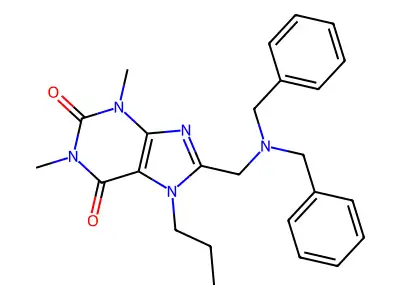 8-[(Dibenzylamino)methyl]-1,3-dimethyl-7-propylpurine-2,6-dione structure