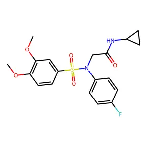 N-cyclopropyl-2-(N-(4-fluorophenyl)-3,4-dimethoxyphenylsulfonamido)acetamide structure