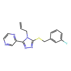 3-[(3-Fluorophenyl)methylthio]-4-prop-2-enyl-5-pyrazin-2-yl-1,2,4-triazole structure