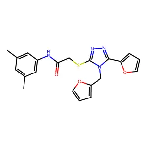 N-(3,5-dimethylphenyl)-2-{[5-(furan-2-yl)-4-(furan-2-ylmethyl)-4H-1,2,4-triazol-3-yl]sulfanyl}acetamide structure
