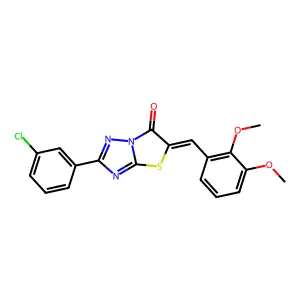 (5Z)-2-(3-chlorophenyl)-5-(2,3-dimethoxybenzylidene)[1,3]thiazolo[3,2-b][1,2,4]triazol-6(5H)-one structure
