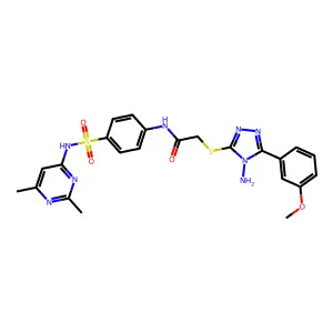 2-{[4-amino-5-(3-methoxyphenyl)-4H-1,2,4-triazol-3-yl]sulfanyl}-N-{4-[(2,6-dimethylpyrimidin-4-yl)sulfamoyl]phenyl}acetamide structure