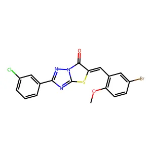 (5Z)-5-(5-bromo-2-methoxybenzylidene)-2-(3-chlorophenyl)[1,3]thiazolo[3,2-b][1,2,4]triazol-6(5H)-one structure