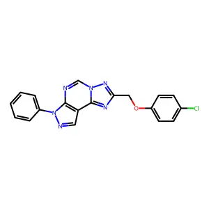 2-[(4-chlorophenoxy)methyl]-7-phenyl-7H-pyrazolo[4,3-e][1,2,4]triazolo[1,5-c]pyrimidine structure