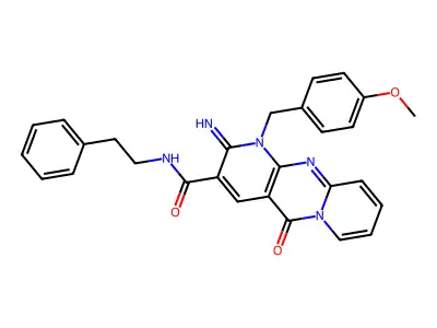 2-imino-1-(4-methoxybenzyl)-5-oxo-N-(2-phenylethyl)-1,5-dihydro-2H-dipyrido[1,2-a:2',3'-d]pyrimidine-3-carboxamide structure