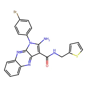 2-amino-1-(4-bromophenyl)-N-(2-thienylmethyl)-1H-pyrrolo[2,3-b]quinoxaline-3-carboxamide structure