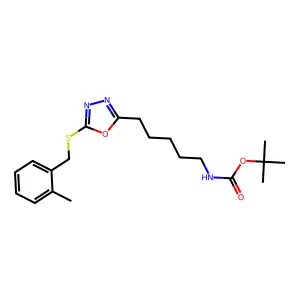 tert-butyl N-[5-[5-[(2-methylphenyl)methylsulfanyl]-1,3,4-oxadiazol-2-yl]pentyl]carbamate structure