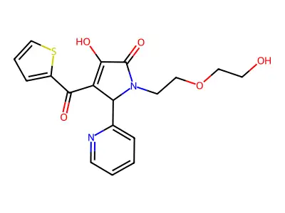 4-hydroxy-1-[2-(2-hydroxyethoxy)ethyl]-2-pyridin-2-yl-3-(thiophene-2-carbonyl)-2H-pyrrol-5-one structure
