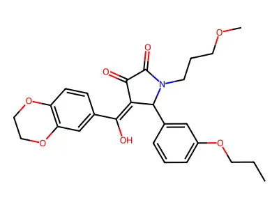 4-(2,3-dihydro-1,4-benzodioxine-6-carbonyl)-3-hydroxy-1-(3-methoxypropyl)-5-(3-propoxyphenyl)-2,5-dihydro-1H-pyrrol-2-one structure