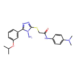 2-({4-amino-5-[3-(propan-2-yloxy)phenyl]-4H-1,2,4-triazol-3-yl}sulfanyl)-N-[4-(dimethylamino)phenyl]acetamide structure