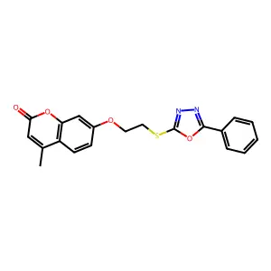 4-Methyl-7-[2-[(5-phenyl-1,3,4-oxadiazol-2-yl)sulfanyl]ethoxy]chromen-2-one structure