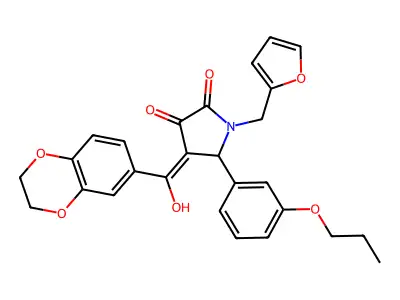 4-(2,3-dihydro-1,4-benzodioxine-6-carbonyl)-1-[(furan-2-yl)methyl]-3-hydroxy-5-(3-propoxyphenyl)-2,5-dihydro-1H-pyrrol-2-one structure