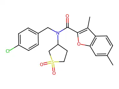 2-Benzofurancarboxamide,N-[(4-chlorophenyl)methyl]-3,6-dimethyl-N-(tetrahydro-1,1-dioxido-3-thienyl)-(9CI) structure