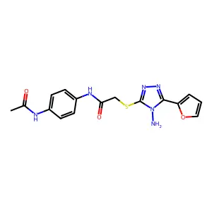 N(4-(Acetylamino)PH)-2-((4-amino-5-(2-furyl)4H-1,2,4-triazol-3-YL)thio)acetamide structure