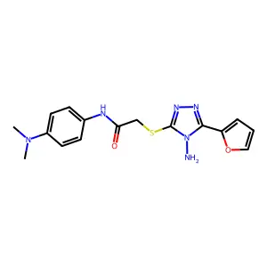 2-(4-amino-5-(2-furyl)(1,2,4-triazol-3-ylthio))-N-[4-(dimethylamino)phenyl]ace tamide structure