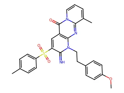 2-imino-1-[2-(4-methoxyphenyl)ethyl]-10-methyl-3-[(4-methylphenyl)sulfonyl]-1,2-dihydro-5H-dipyrido[1,2-a:2',3'-d]pyrimidin-5-one structure
