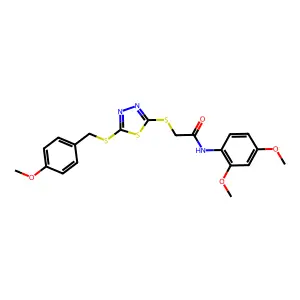 N-(2,4-dimethoxyphenyl)-2-({5-[(4-methoxybenzyl)sulfanyl]-1,3,4-thiadiazol-2-yl}sulfanyl)acetamide structure