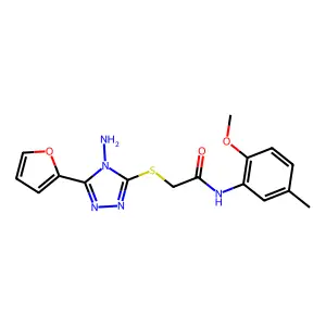 2-((4-amino-5-(furan-2-yl)-4H-1,2,4-triazol-3-yl)thio)-N-(2-methoxy-5-methylphenyl)acetamide structure