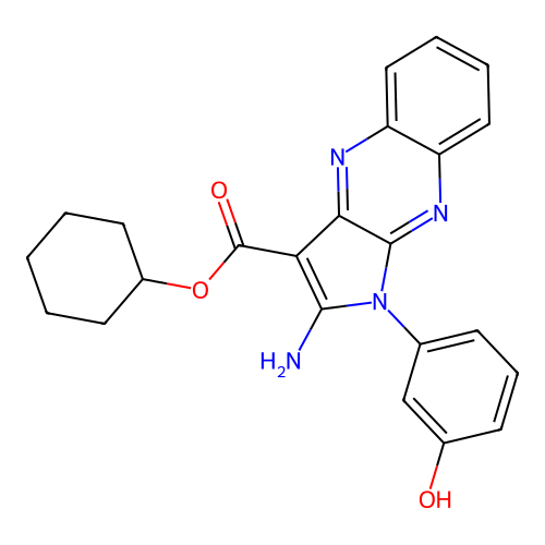 cyclohexyl 2-amino-1-(3-hydroxyphenyl)-1H-pyrrolo[2,3-b]quinoxaline-3-carboxylate structure