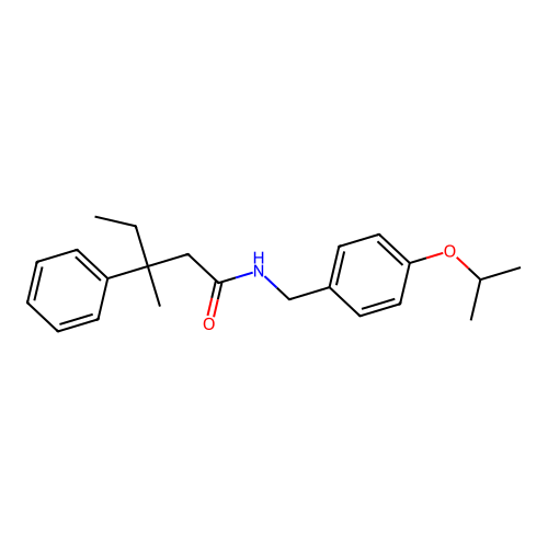 N-(4-isopropoxybenzyl)-3-methyl-3-phenylpentanamide structure