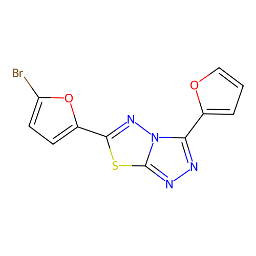 6-(5-Bromofuran-2-yl)-3-(furan-2-yl)-[1,2,4]triazolo[3,4-b][1,3,4]thiadiazole structure
