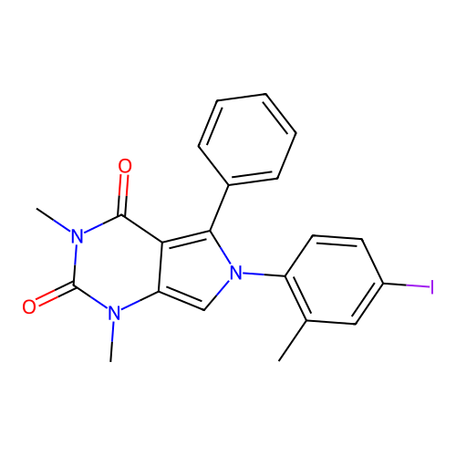 6-(4-iodo-2-methylphenyl)-1,3-dimethyl-5-phenyl-1H-pyrrolo[3,4-d]pyrimidine-2,4(3H,6H)-dione structure