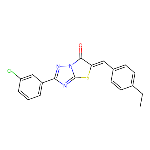 (Z)-2-(3-chlorophenyl)-5-(4-ethylbenzylidene)thiazolo[3,2-b][1,2,4]triazol-6(5H)-one structure
