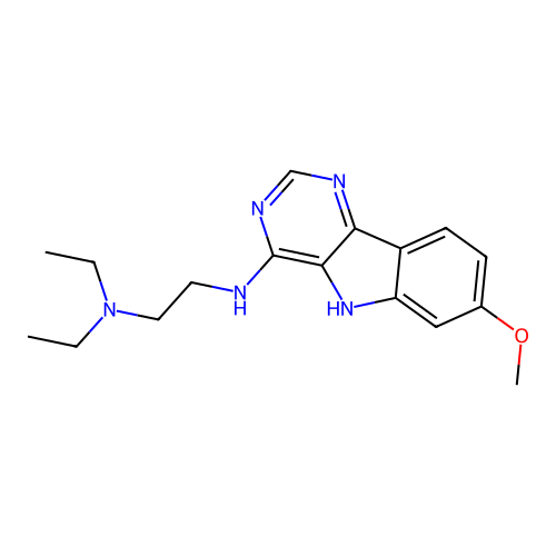 N,N-diethyl-N'-(7-methoxy-5H-pyrimido[5,4-b]indol-4-yl)ethane-1,2-diamine structure