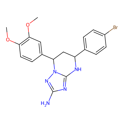 5-(4-bromophenyl)-7-(3,4-dimethoxyphenyl)-4,5,6,7-tetrahydro[1,2,4]triazolo[1,5-a]pyrimidin-2-amine structure