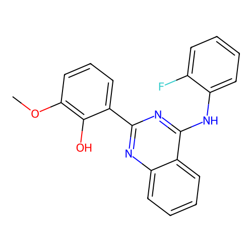 2-{(4Z)-4-[(2-fluorophenyl)imino]-3,4-dihydroquinazolin-2-yl}-6-methoxyphenol structure