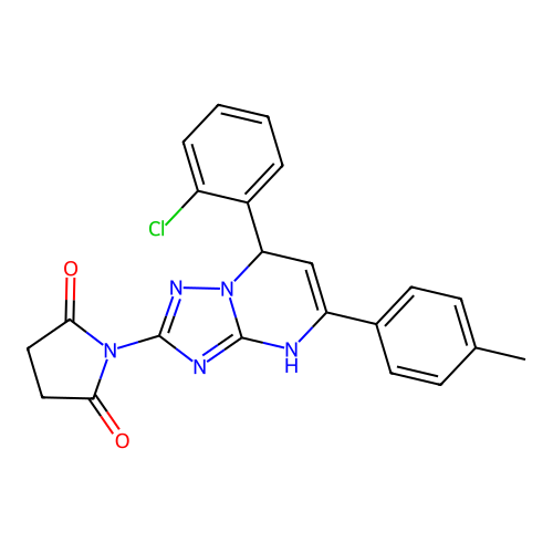 1-(7-(2-chlorophenyl)-5-(p-tolyl)-4,7-dihydro-[1,2,4]triazolo[1,5-a]pyrimidin-2-yl)pyrrolidine-2,5-dione structure