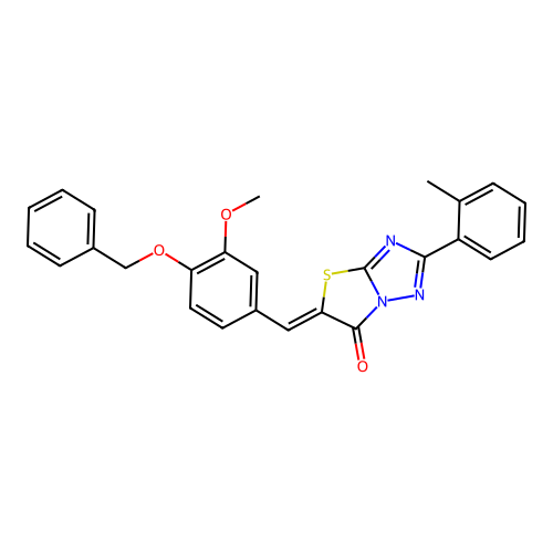 (5Z)-5-[(3-methoxy-4-phenylmethoxyphenyl)methylidene]-2-(2-methylphenyl)-[1,3]thiazolo[3,2-b][1,2,4]triazol-6-one structure