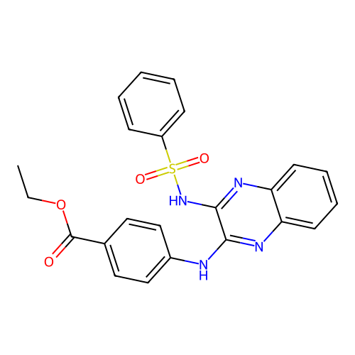 Ethyl 4-({3-[(phenylsulfonyl)amino]quinoxalin-2-yl}amino)benzoate structure