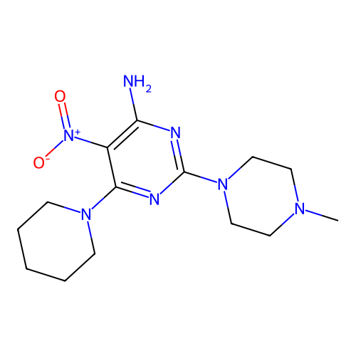 2-(4-Methylpiperazin-1-yl)-5-nitro-6-(piperidin-1-yl)pyrimidin-4-amine structure