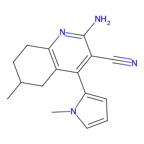 2-amino-6-methyl-4-(1-methyl-1H-pyrrol-2-yl)-5,6,7,8-tetrahydroquinoline-3-carbonitrile structure