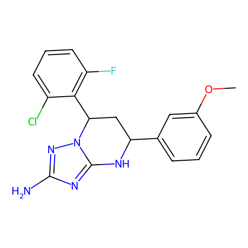 7-(2-chloro-6-fluorophenyl)-5-(3-methoxyphenyl)-4,5,6,7-tetrahydro[1,2,4]triazolo[1,5-a]pyrimidin-2-amine structure