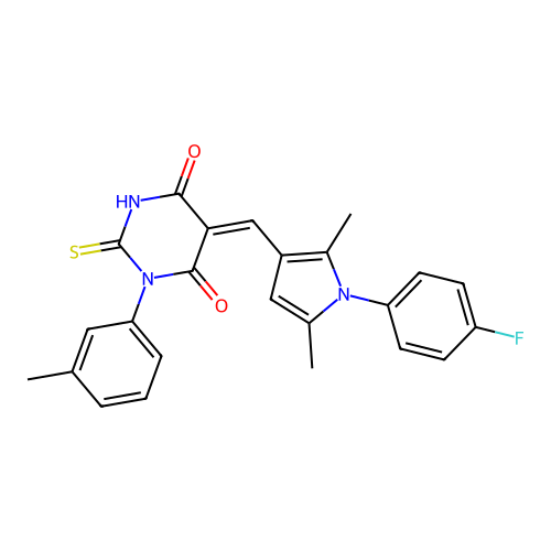 (Z)-5-((1-(4-fluorophenyl)-2,5-dimethyl-1H-pyrrol-3-yl)methylene)-2-thioxo-1-(m-tolyl)dihydropyrimidine-4,6(1H,5H)-dione structure