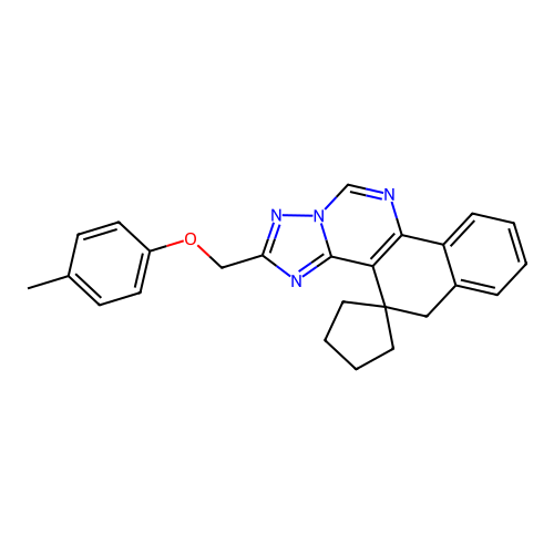 2-((p-tolyloxy)methyl)-5H-spiro[benzo[h][1,2,4]triazolo[1,5-c]quinazoline-4,1'-cyclopentane] structure