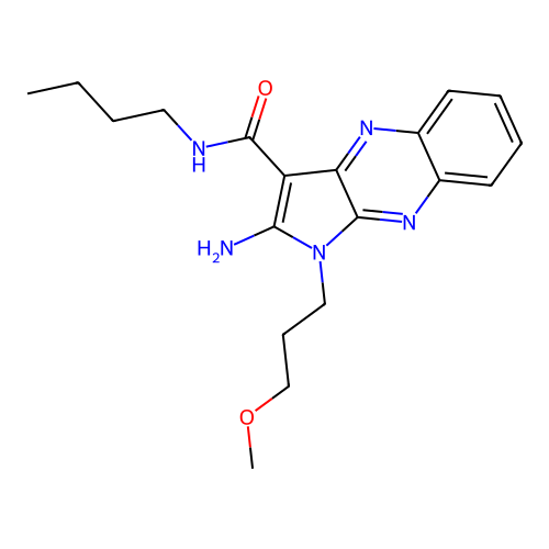 2-amino-N-butyl-1-(3-methoxypropyl)pyrrolo[3,2-b]quinoxaline-3-carboxamide structure