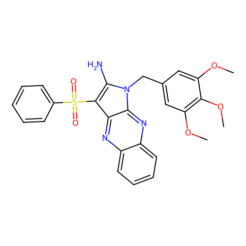 3-(phenylsulfonyl)-1-(3,4,5-trimethoxybenzyl)-1H-pyrrolo[2,3-b]quinoxalin-2-amine structure