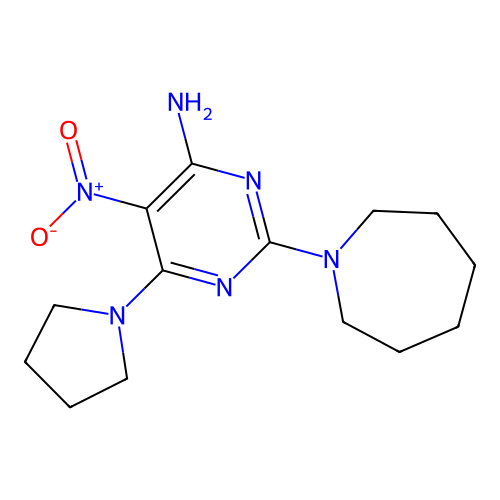 2-(Azepan-1-yl)-5-nitro-6-(pyrrolidin-1-yl)pyrimidin-4-amine structure