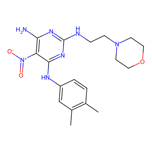 4-N-(3,4-dimethylphenyl)-2-N-(2-morpholin-4-ylethyl)-5-nitropyrimidine-2,4,6-triamine structure