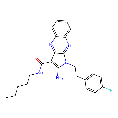 2-amino-1-(4-fluorophenethyl)-N-pentyl-1H-pyrrolo[2,3-b]quinoxaline-3-carboxamide structure