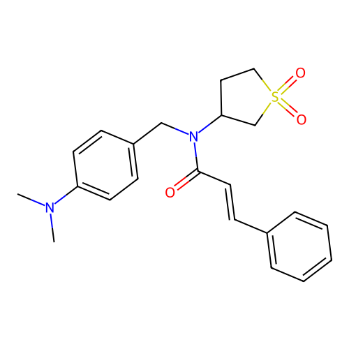 (2E)-N-[4-(dimethylamino)benzyl]-N-(1,1-dioxidotetrahydrothiophen-3-yl)-3-phenylprop-2-enamide structure