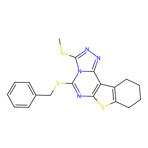 5-(benzylsulfanyl)-3-(methylsulfanyl)-8,9,10,11-tetrahydro[1]benzothieno[3,2-e][1,2,4]triazolo[4,3-c]pyrimidine structure