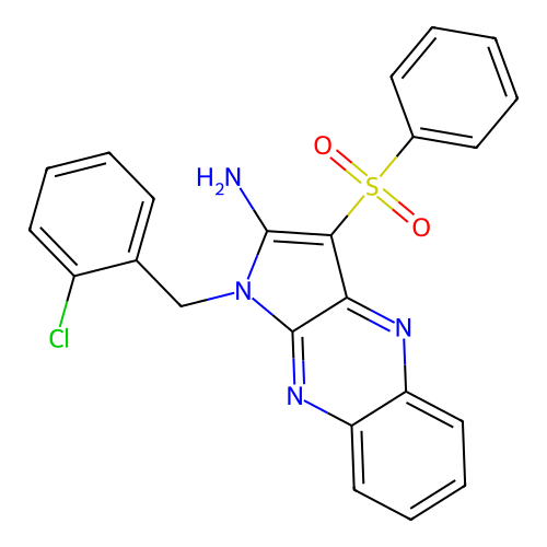 1-(2-chlorobenzyl)-3-(phenylsulfonyl)-1H-pyrrolo[2,3-b]quinoxalin-2-amine structure